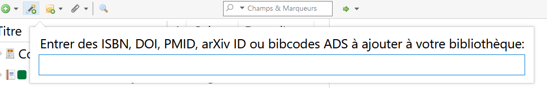 Boîte de dialogue pour ajouter un document par son identifiant