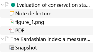 Différents types de fichiers joints : capture de page web, fichiers PDF et fichier PNG