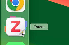 Icône Zotero pour ouvrir l'application depuis le menu de démarrage de son ordinateur