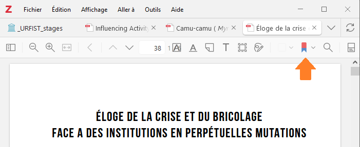 Affichage de l'option Trigger Action dans le lecteur de PDF