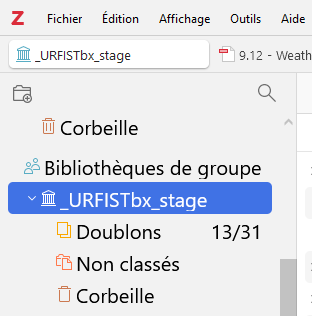 Compteur du nombre de doublons ajouté à la suite de l'intitulé "Doublons"